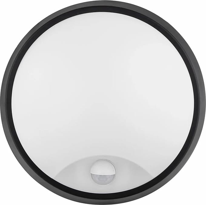 LED Wandlamp met Sensor - Kozolux Sorta - 20W 1600lm - Warm Wit 3000K - IP54 - Rond - Zwart