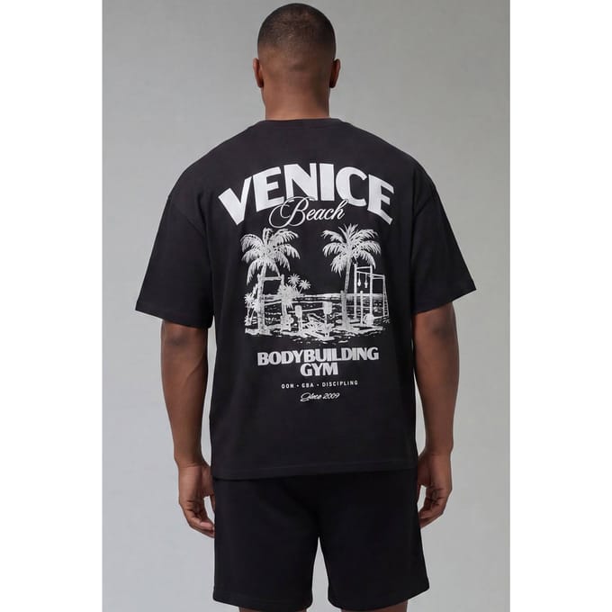 Active Venice Beach Oversized T-shirt | Black | Size Medium