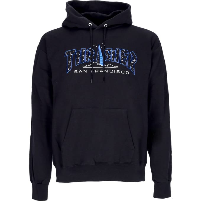 Herensweater met piramide kap zwart