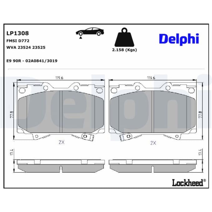 Remblokset DELPHI LP1308, voor