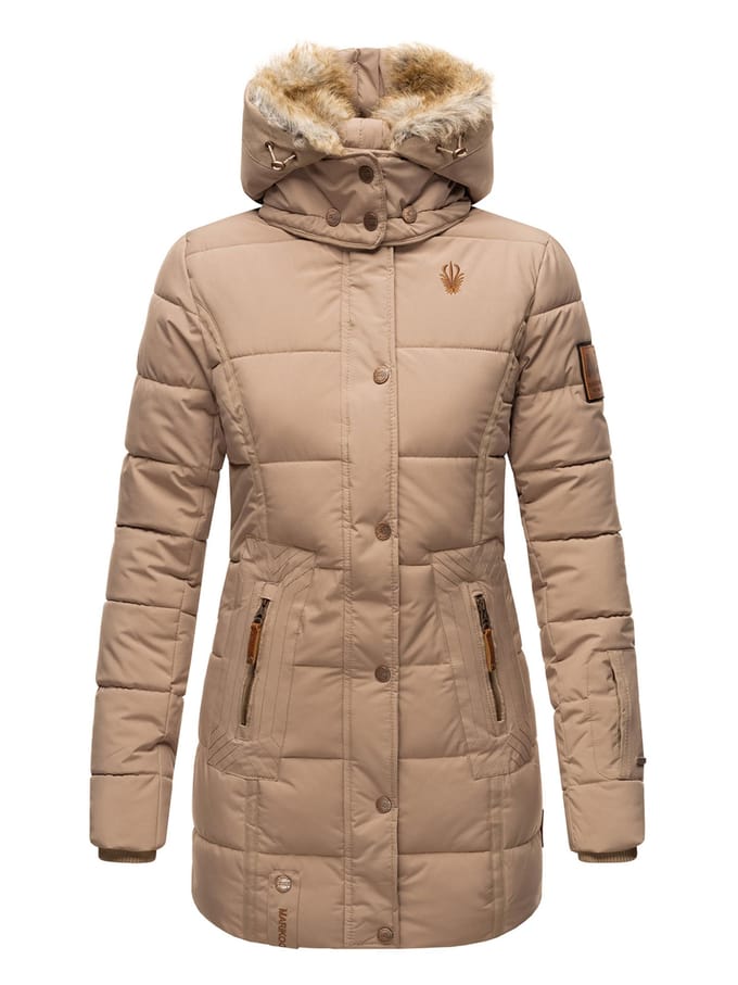 Marikoo dames winterjas met capuchon & imitatiebont voering