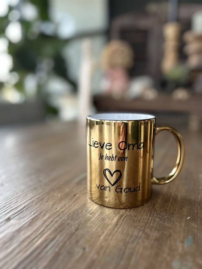 Creaties van Hier - Gouden Mok Oma - 330 ml - Keramiek