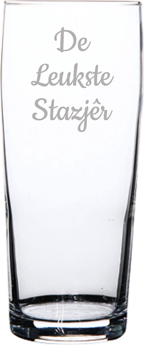 Gegraveerde bierfluitje 19cl De Leukste Stazjêr