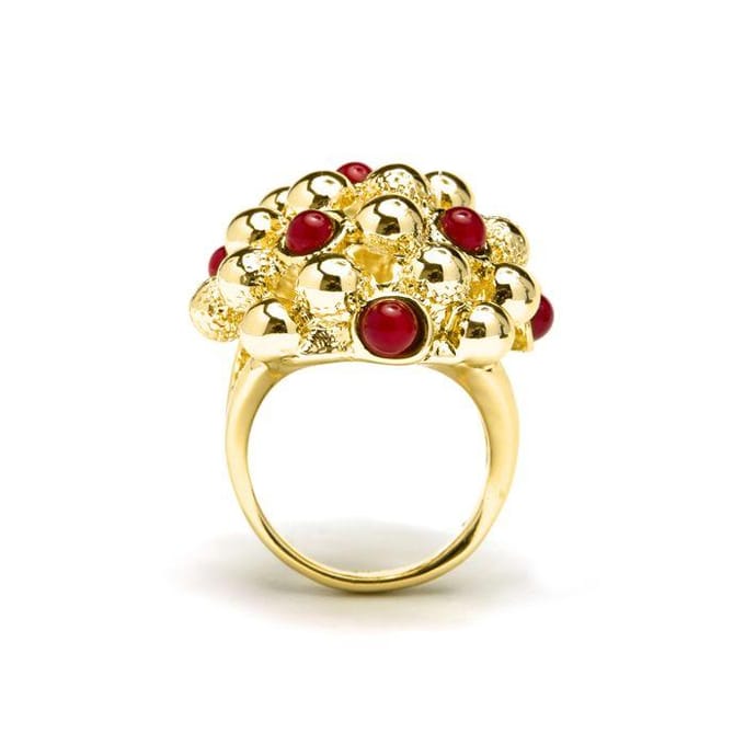 Ring - Luxenter - Xiglor - 18 karaats geelgouden afwerking - Koraal - Vrouw 16 rood