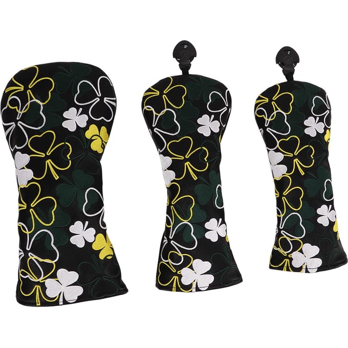 3 STuks Golf Headcover voor Fairway Woods Driver Hybriden PU Waterdichte Golfclub Headcover met Vier black
