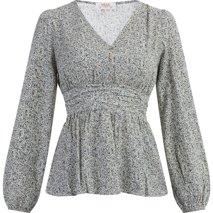 usha Blouse Dames Wol Wit Veelkleurig