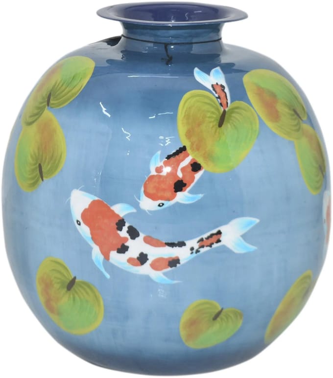 Colmore by Diga Vaas- vissen- blue enamel IR 35x35x36 cm