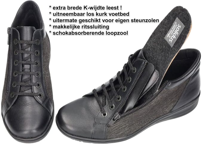 Solidus -Dames - zwart - bottines - maat 38