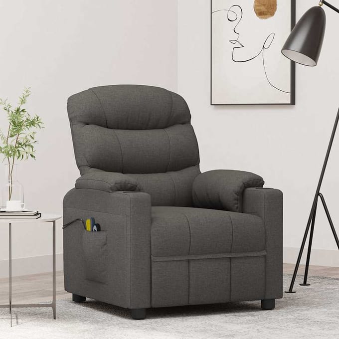 vidaXL - Massagestoel - elektrisch - stof - donkergrijs