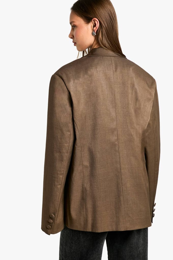 boohoo Dames Tailored Oversized Slouchy Blazer | Mokka | Maat: 36