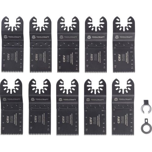 TOOLCRAFT TO-10283850 Multitool toebehorenset Chroom-vanadium staal 10-delig 34 mm 10 stuk(s)
