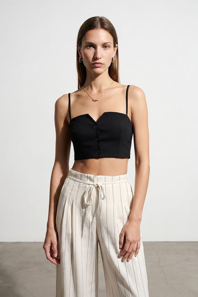 Korte Fitted Vest Met Hartvormige Halslijn