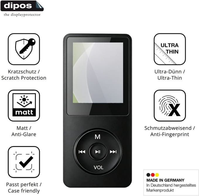 dipos – 4x Matte Beschermfolie geschikt voor Witfoam SHD151 MP3-Player | Krasbestendige & antireflecterende Screenprotector Ultra-Thin