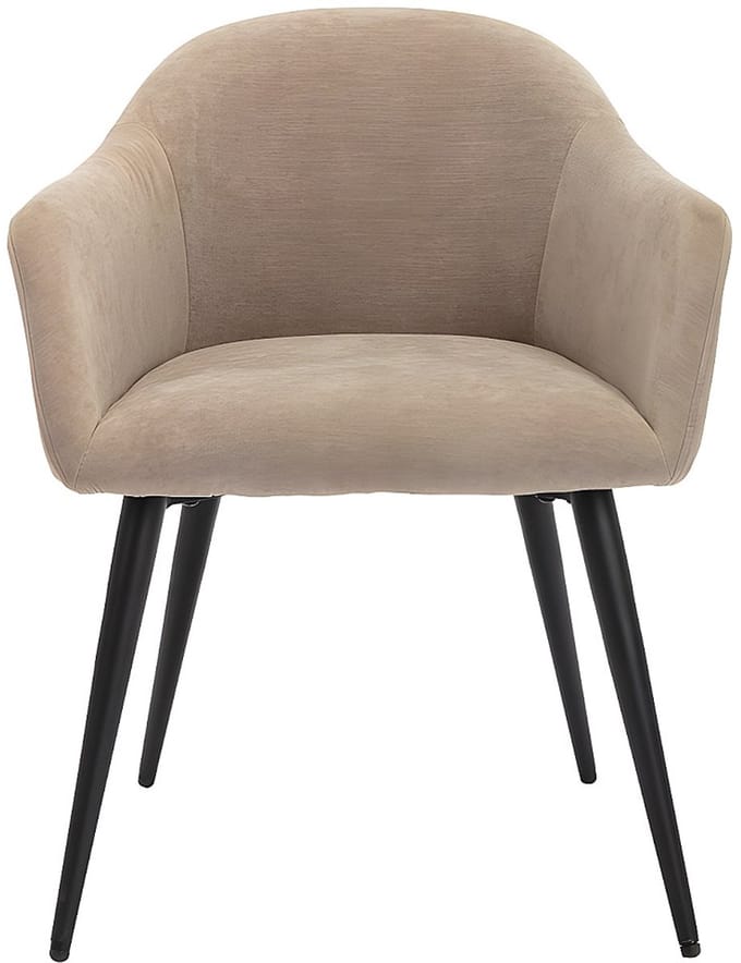 Vente-unique Set van 2 stoelen BIBO - met armleuningen - Fluweel en metaaleffect - Beige