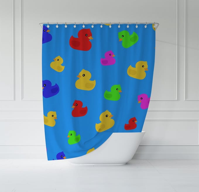ATTREZZO® Douchegordijn Gekleurde Badeend - 150x180 cm
