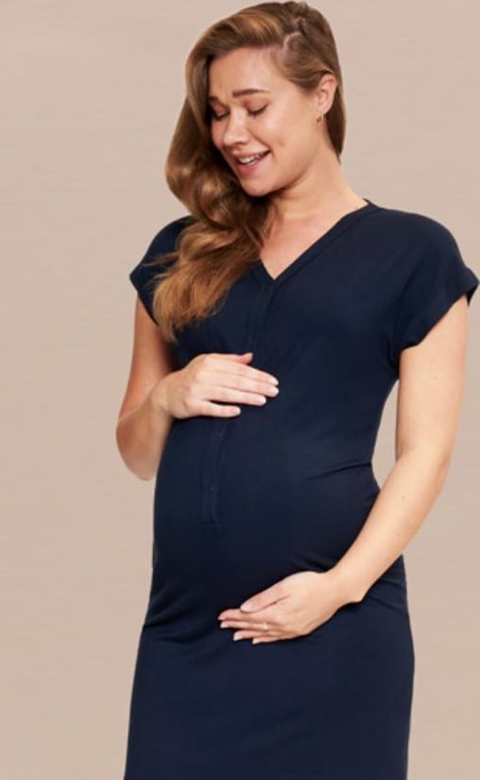 Het Bevallingsjurkje Bamboo - Navy XS/S voor de bevalling & kraamtijd