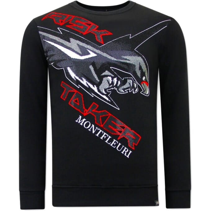 Heren Sweater met Print - Eagle Head - 3645 - Zwart