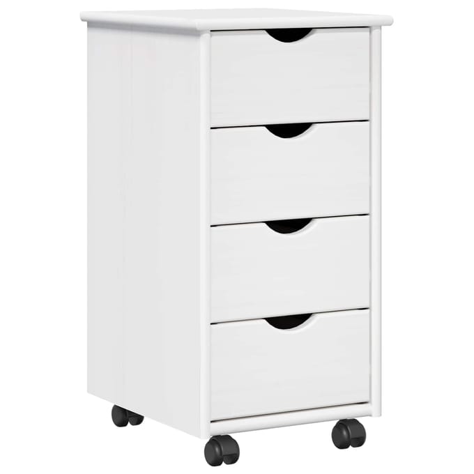 vidaXL - Rollende - kast - 34 - x - 39 - x - 65,5 - cm - Massief - vurenhout - Wit