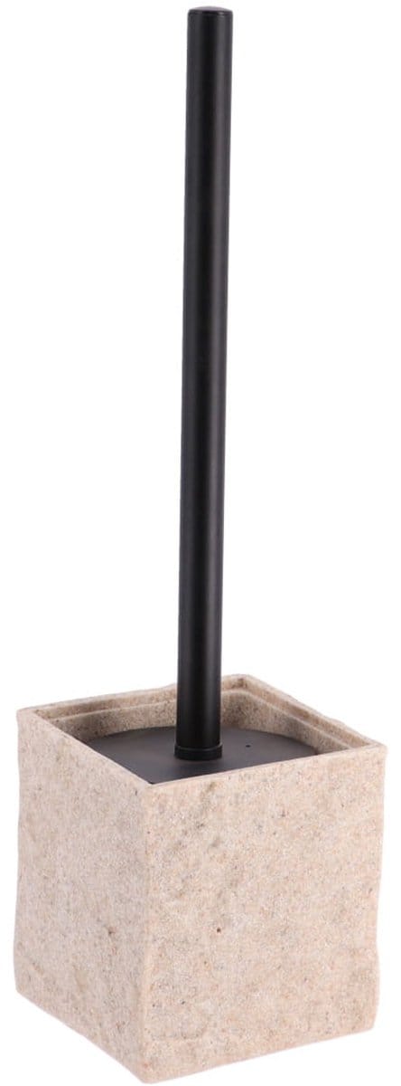 Tendance WC/toiletborstel in houder - creme - kunststeen - polyresin - 10 x 37 cm