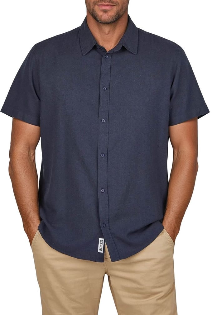 riverso Heren Overhemd RIVEmilio regular fit Blauw S Volwassenen Linnen overhemd