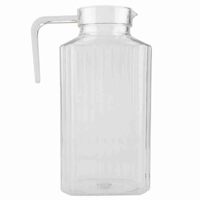 1800ml Acryl Transparante Sapfles Gestreept Water IJskoud Sapkan met Deksel voor Bar Thuis white
