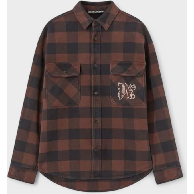 Palm Angels Ruitpatroon Overshirt 'Bruin/Off White'