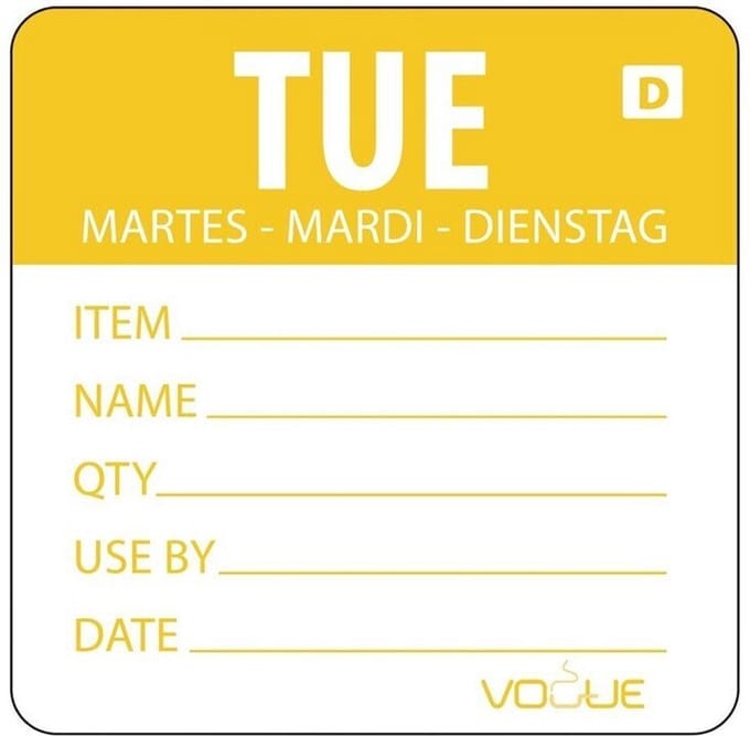 Hygiplas oplosbare kleurcode voedseletiketten dinsdag (250 stuks)