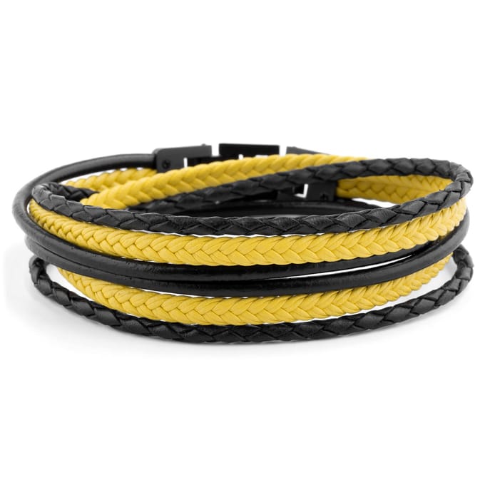 Leren Roy Armband in Zwart & Geel