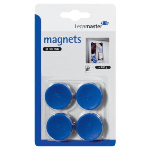 Whiteboardmagneten 30mm Lega Blauw Blister à 4 Stuks