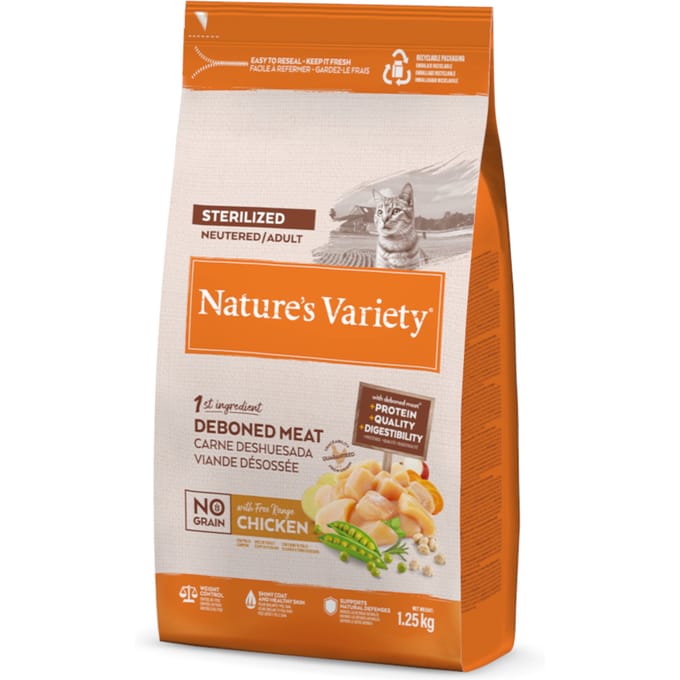 2x 1,25kg Nature's Variety Selected Sterilised Free-Range Chicken kattenvoer droog