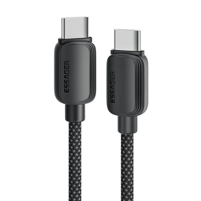 Essager 100W Gewoven Smartphone en Laptop USB-C naar USB-C Kabel Zwart 3m