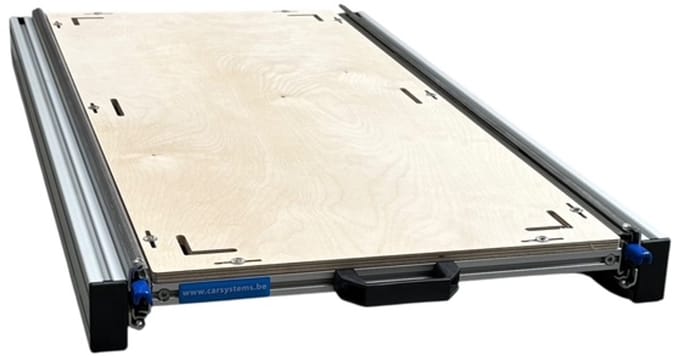 Aluminium schuifframe voor camper 90x40 cm met multiplex berk 9 mm bovenplaat