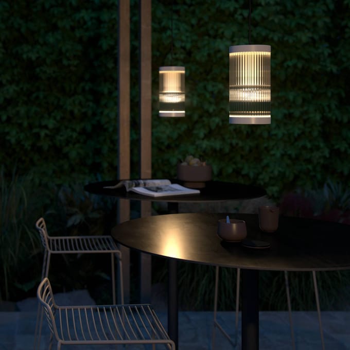 Nordlux Buiten hanglamp Coupar, Ø 13 cm, zandkleur