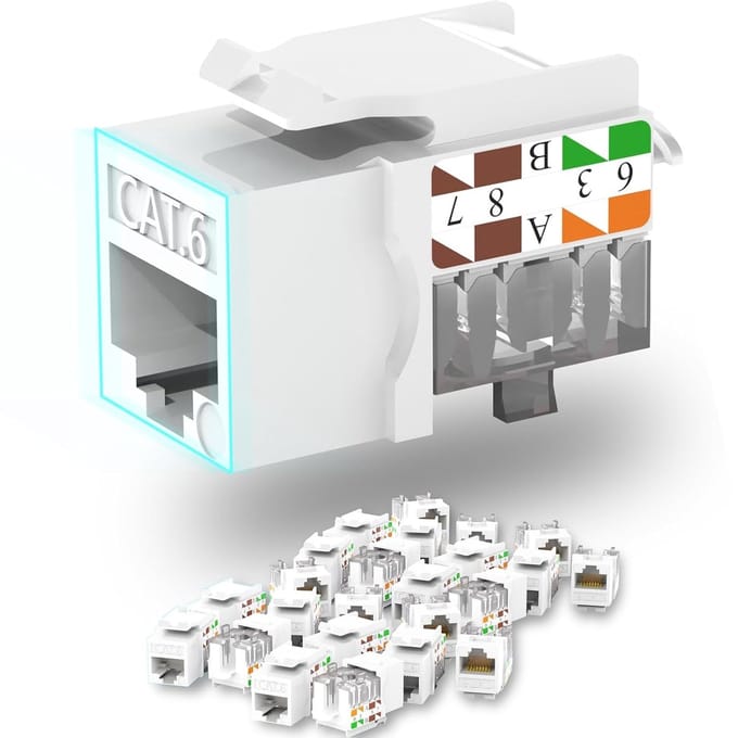 Keystone Jack - RJ45 Connectoren - Netwerk Installatie - 90 Graden Hoek - Slank Ontwerp - Wit
