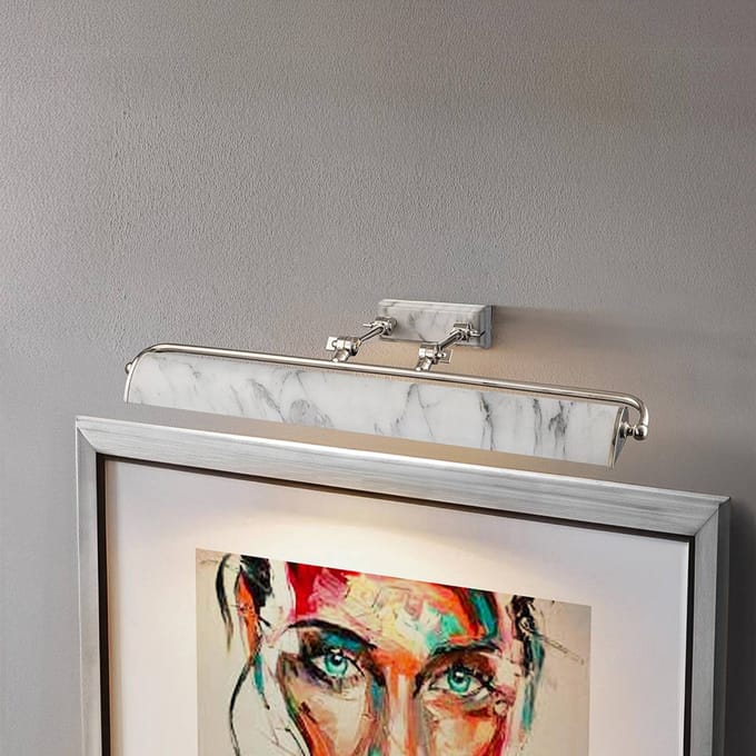 Elstead Lighting LED Schilderijverlichting Winchfield | 4X E14 Max 40W | Dimbaar | Polished Nickel & White Marble Effect