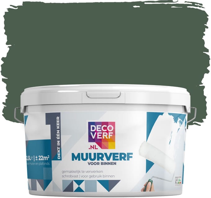 Decoverf muurverf mat bosgroen, 2.5L