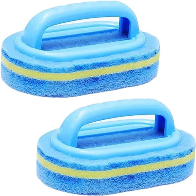 Narimano® Schoonmaakborstel Afwasborstel Met Handvat Spons- Blauw