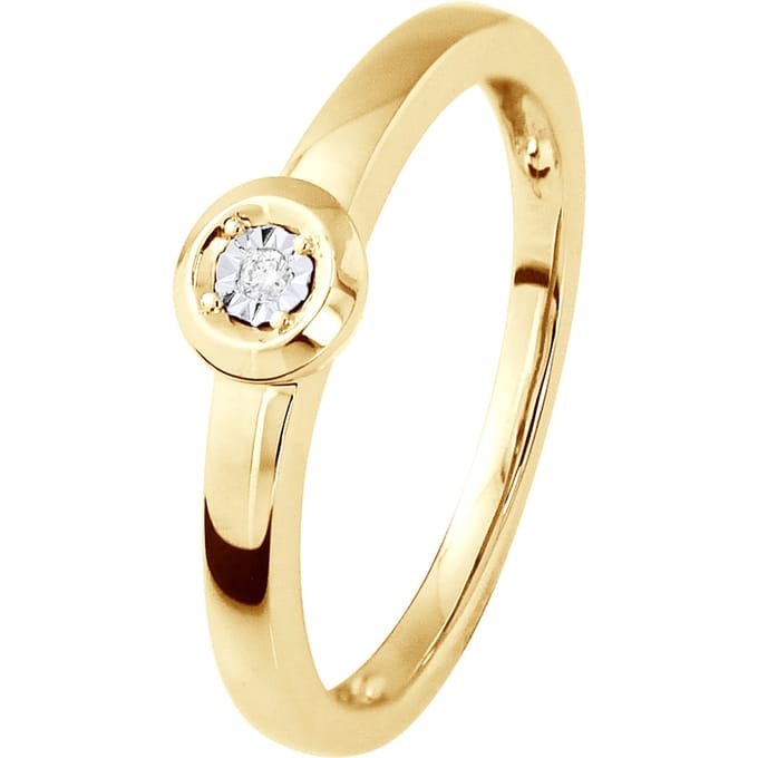 Diamond Solitaire Ring 0,010 0,50 Cts Cts Illusion Yellow Gold