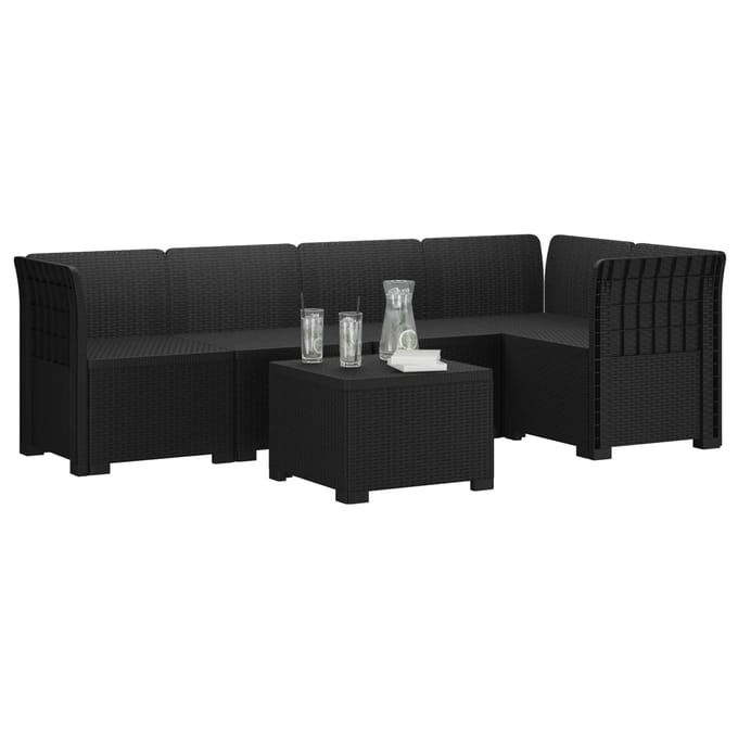 vidaXL - 5-Zits - Tuinbank - Rattanlook - PP - Antraciet