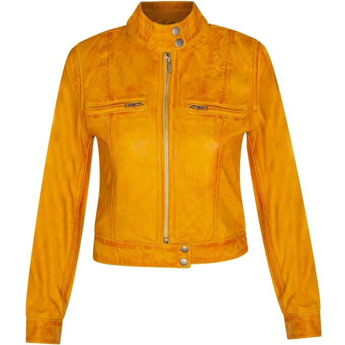 Dames effen leren motorbikerjack-Braga