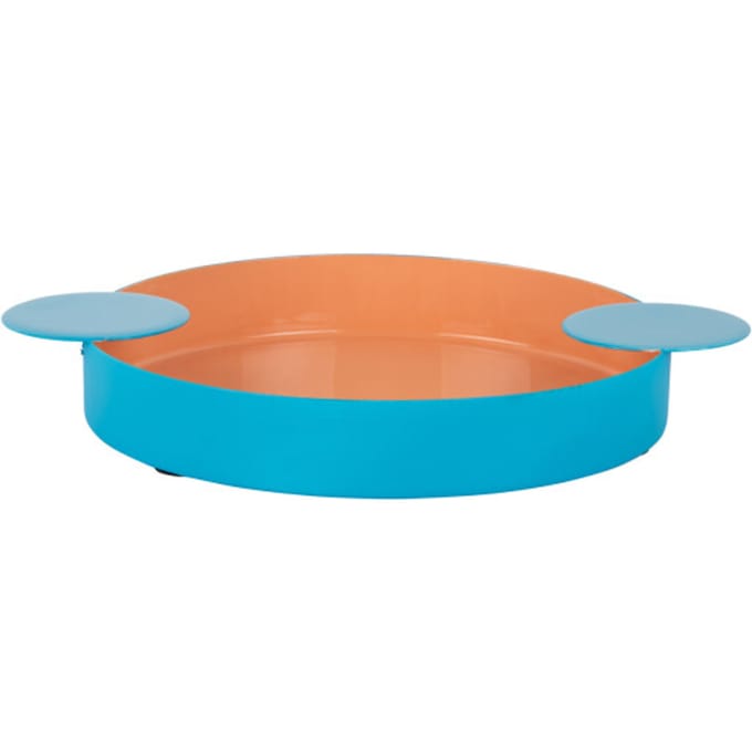 Present Time - Dienblad Double Funky Medium - Peach orange & aqua blue