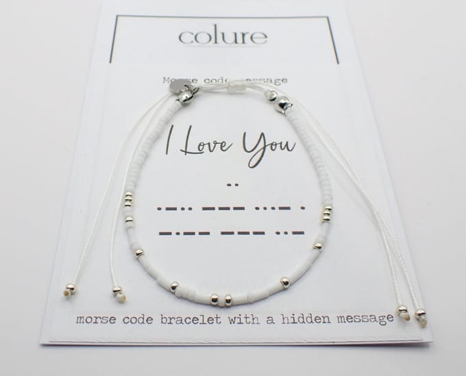 Colure® morse code armband glanzendwit I Love You
