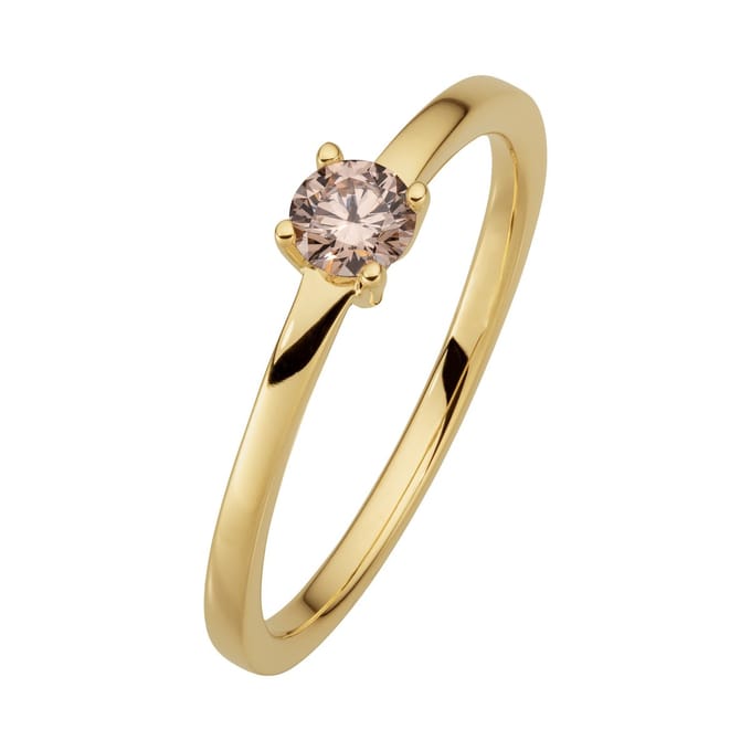 Orolino Ring 585/- Gelbgold glanz 1 Brill. 0,25ct. braun