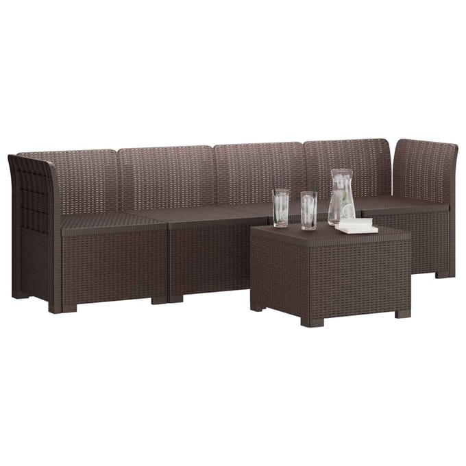 vidaXL - 4-Zits - Tuin - Sofa - Rieten - Look - PP - Bruin
