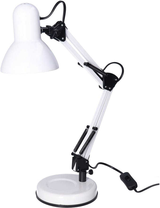 Gerimport bureaulamp / Tafellamp - 37 x 15 x 42 cm - wit - Buigbare leeslamp - bureaulampen