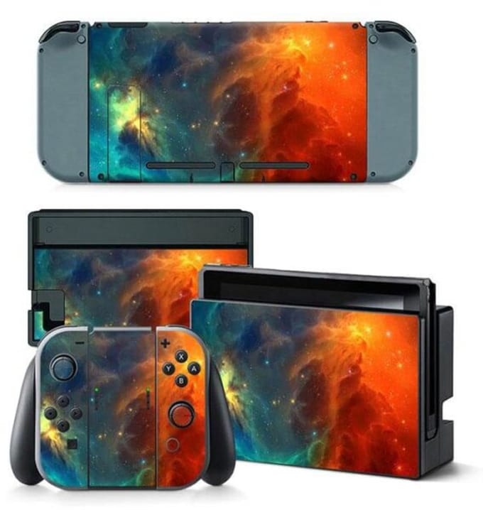 Galaxy - Geschikt voor Nintendo Switch Skin - 1 console en 2 controller stickers