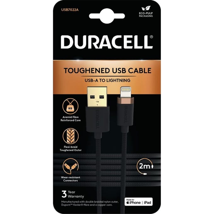 Duracell USB7022A Lightning-kabel Zwart