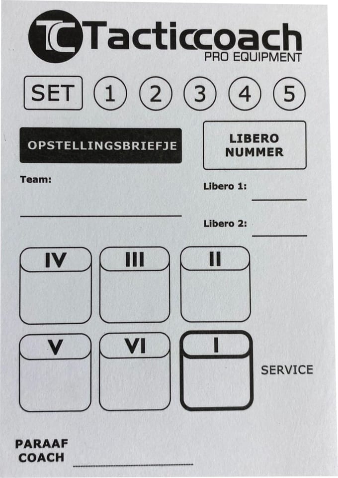 Opstellingsbriefjes Volleybal