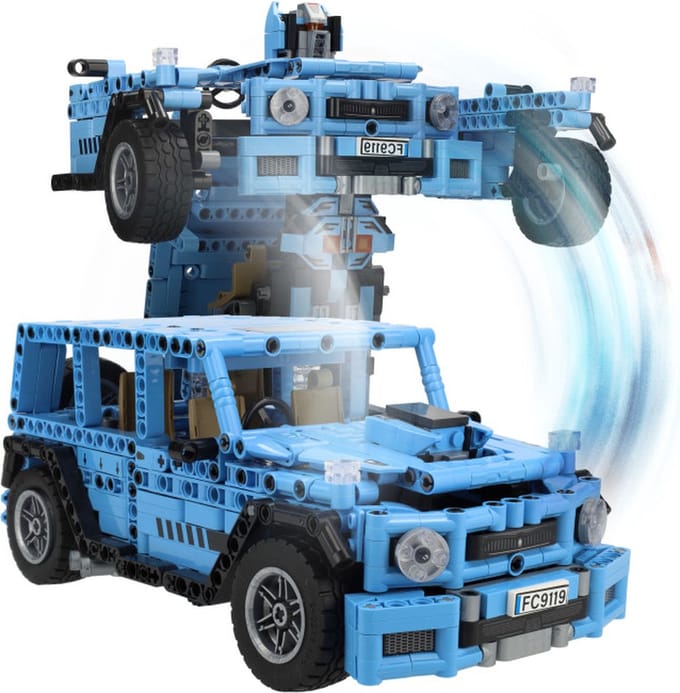 Crafts&Co Bouwstenen Set Robot Auto - Speelgoed Auto - Constructiespeelgoed - Bouwset - Blauw