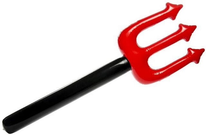 opblaasbare drietand Duivel junior 90 cm rood/zwart